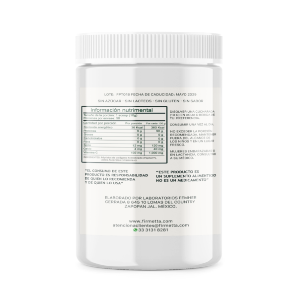 Colageno trasero Colágeno Hidrolizado Con Vitamina C Firmetta Peptan Premium